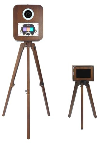 DOEL Portable Photo Booth Machine, 13.3inch Vintage Photo Booth with Printer Box, Mini PC, Real Wood Photo Booth Perfect for Wedding, Halloween, Party, Events