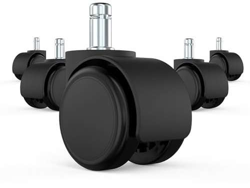 Bürostuhl Rollen,10 * 22 MM Ersatz-hartbodenrollen für Gaming-Stühle,Rollen für bürostühle zum Schutz des Bodens,ideal für Parkett, Laminat,Fliesen und Steinböden(5PCS,Schwarz)