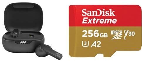 JBL Live Pro 2 TWS Earphones, In Ear, Noise Cancelling Bluetooth Earphones with 40 hours of Battery Life & SanDisk 256GB Extreme microSDXC card + SD adapter + RescuePRO Deluxe, up to 190MB/s