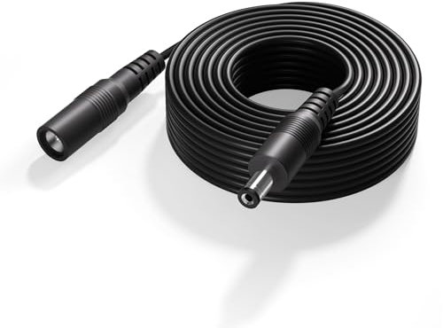 maisi 5 Meter 2.1 x 5.5mm DC Power Extension Cable, Power Supply Adapter Extender Cord for CCTV Security Cameras, DVRs, LED Strips, Routers, Black, Male to Female