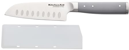 KitchenAid Chef Knife6078 - Cuchillo de cocina, cuchillo Santoku, acero japonés, 25 cm de largo, mango ergonómico, gris, cuchillo de chef 6078