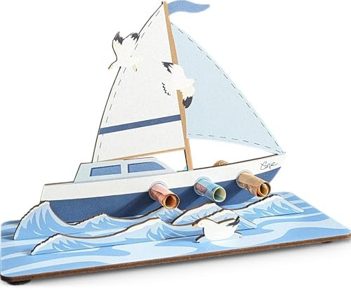 Schiff Geburtstagskarte - Segelschiff 3D-Holzkarte | Geldgeschenke, Gutschein Segeln, 3D Segelschiff, Boot, Maritime, Geschenkkarte Segeln, Segler, Yacht, Segelreise