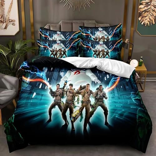 Yinova Gh-ostbu.sters Set 3 Teilig Bettwäsche, Weiche Bettbezug mit 2 Kissenbezug, Bettwäsche-Set für Einzelbett Doppelbett Kingsize-Multicolor 4||135 x 200 cm (53 x 78 inches)