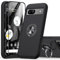 KOVASIA for Google Pixel 8A Case with 2-Pack Screen Protector, 360° Rotating Metal Ring Stand Anti-Scratch Shockproof Phone Cover 3-in-1 Set Phone Case for Google Pixel 8A 6.1, Black