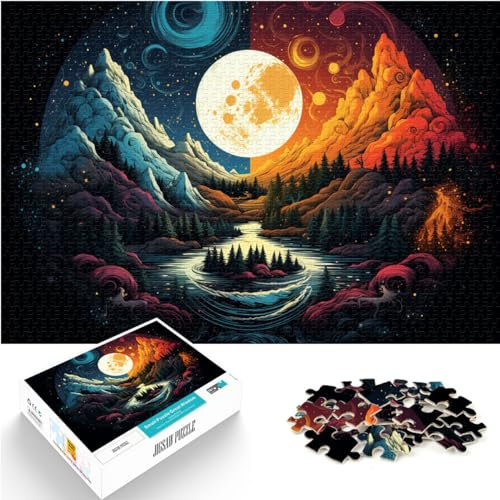 Puzzle, farbenfrohes psychedelisches Yin und Yang, 1000 Teile, Puzzle-Geschenke, Holzpuzzle, dekomprimierendes geistiges Lernspielzeug (50 x 75 cm)