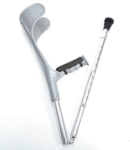 HIARAN Gehstöcke für Erwachsene, Unterarmgehstützen, leichte Armmanschettenkrücken, rutschfeste, auswechselbare Gummispitzen, doppelt verstellbare Krücken, Silber (Silber) Lucky Star