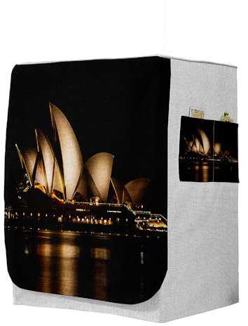 Highdi Housse de Protection pour Machine à Laver, Chargement Frontal Housse La Poussière avec Ouverture Frontale pour Linge Domestique (Capacité L 10.5~12KG,Multicolore 1)