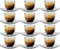 Lot de 12 tasses à expresso avec soucoupes - En verre/plastique - Capacité : 110 ml - Tasses à moka