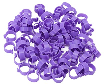 HWGING 100 PCS Huhn Fuß Ring Ente Henne Gans Beine Ringe Clip Geflügel Fuß Ring Landwirtschaft Werkzeuge Ente Fuß Ring (Lila) (25mm)