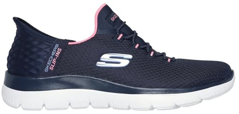Skechers Damen Summits Diamond Dream Turnschuhe, Navy Mesh/Pink Trim, 40.5 EU Weit