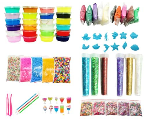 Slime Adventskalender 2023 für Kinder weiche Nicht-Stick-Schleim-Licker DIY 7-Gridy Peachy Baby Slime Fluffy Stress Style 2 Slime Adventskalender 2023