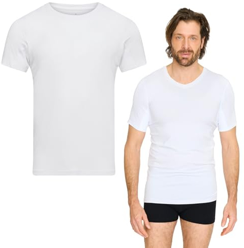 jbs Anti-Schweiß Shirt für Herren–Schweißresistentes Unterhemd mit Membran-Technologie–Bambus & Baumwolle–Schutz vor Schweißflecken – 3XL – Weiß – 1er Pack