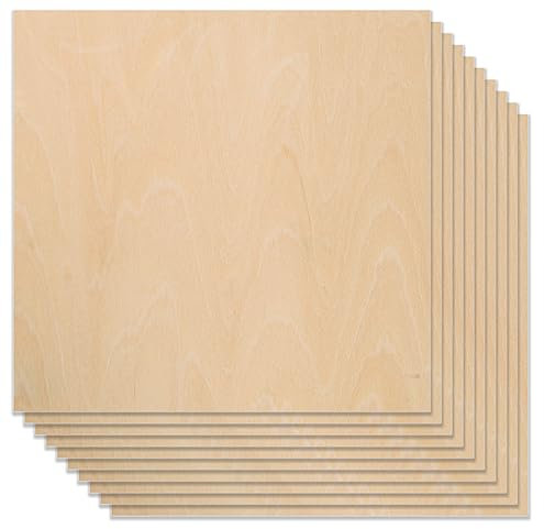 Linden Sperrholzplatten, 10 Stück Sperrholz A4 Linde Sperrholzplatte 300 x 300 x 3mm (+/- 0.2mm), Unbehandeltes Holz Linde Sperrholz Holzplatte für Laubsäge, Brandmalerei, Laserschnitt