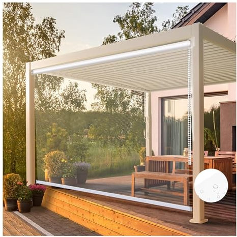 Tapparella Avvolgibile PVC Trasparente,Tenda A Rullo Impermeabile Trasparente,Antipioggia Antipolvere,per Giardino Esterno,Balcone,con Raccordi,Larghezza x Altezza(W115*H180cm/W45.27*H70.86in)