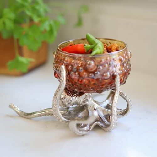 Culinary Concepts London Octopus Holder with Red Amber Glass Bowl | PRE-ORDER - DUE EARLY AUGUST