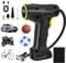 Compressore Aria Portatile, Compressore Gomme Auto 12V-6000 mAh, Gonfiatore Elettrico per Auto, Moto, Biciclette, Pompa per Bicicletta con Arresto Automatico, con Luci LED, Display Digitale LCD