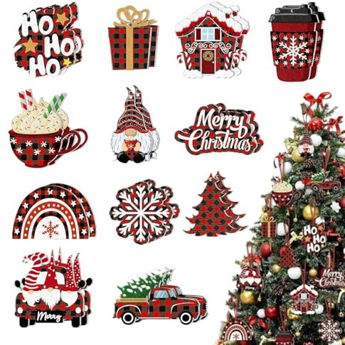 Youding Decoraciones de Navidad Vintage,Decoraciones de árbol de Navidad Vintage - Cortes de copo de nieve de madera Decoraciones de árbol de Navidad | Decoraciones de granja rústicas, decoración de