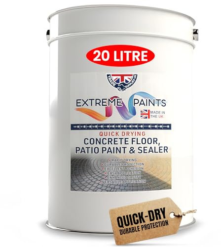 TRADE SUPPLIES UK - Extreme Quick Drying Concrete Floor, Patio Paint & Sealer - Water Based, Durable & long Lasting - Industrial & Domestic Spaces - Dark Grey, 20L