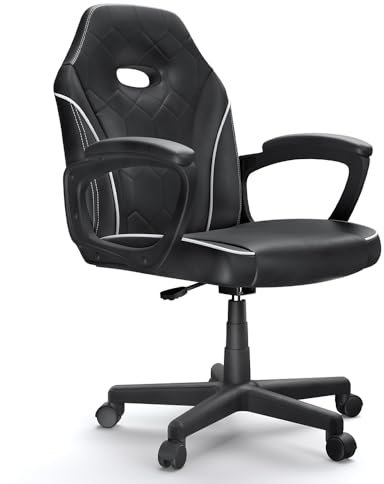 ACGAM Sedia da Gaming piccola, da Scrivania per Adulti, Bambini e Adolescenti, Piccola Poltrona Gaming Supporto Lombare, Braccioli Aerodinamici, Ruote Girevoli e Altezza Regolabile per Casa e Ufficio