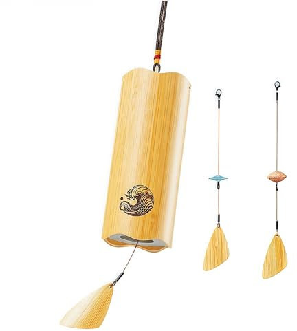 Fay Bless Bambus-Windspiel, 8 Stimme (D/F/A/G), Windglocke für Garten, Terrasse, Zen-Meditation und Entspannungsdekoration (Bambou Gelb)