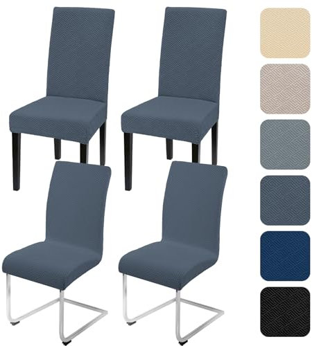 Alishomtll Stretch Stuhlhussen 4er Set Universal Stuhlbezug für Schwingstühle Jacquard Esszimmerstühle Bezug Waschbar Abnehmbar Stühle Schutz für Küche Bankett Hochzeit Party (Dunkelgrau, 4pcs)