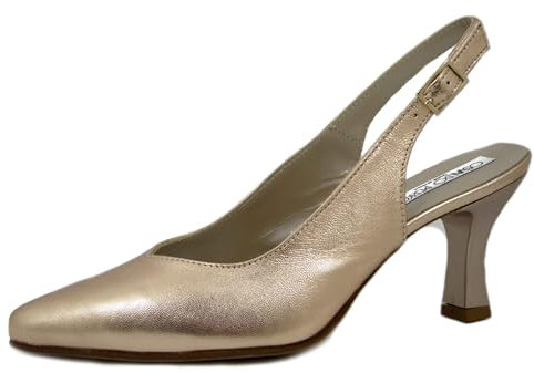 OSVALDO PERICOLI E5P61 Sling Back Escarpins en cuir rose poudré, talon moyen 7 cm, poudre4, 39 EU