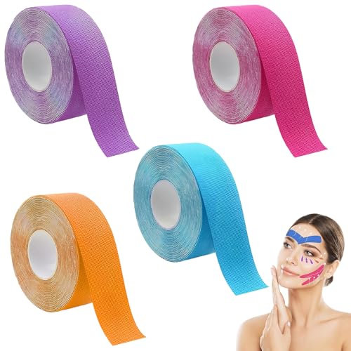 4 StüCk Lifting Tapes Gesicht,2,5 Cm X 5 M Falten Pflaster Gesicht,Kann Zugeschnitten Werden Face Lifting Tape,Face Tape Lifting Gesicht,Dient Zur Straffung Und Doppelkinnentfernung,Vgesichtsstraffung