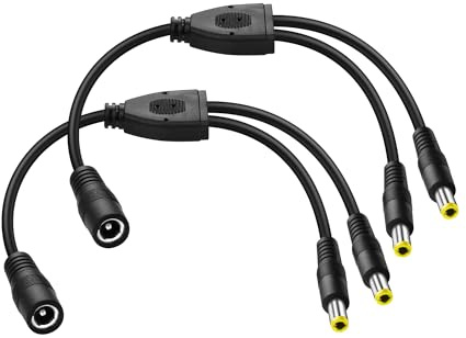 PNGKNYOCN 2 Stück DC 5,5 x 2,5 mm 1 Buchse auf 2 Stecker, Netzteil-Splitterkabel, Y-Splitter-Adapterkabel, für CCTV-Kameras, DVR, LED-Lichtleiste (0,3 m)