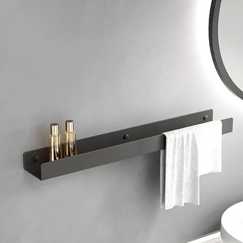 Mensola da parete in acciaio inox per bagno e cucina, senza trapano, per doccia, resistente, grigio, mensole galleggianti per balcone, salvaspazio, 80 cm