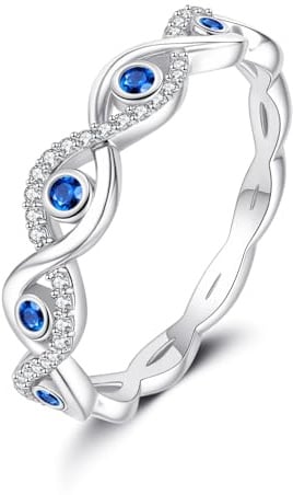 DAYLINLOVE Bösem Blick Ring 925er Sterling Silber Unendlichkeit Knoten Ring Böser Blick Schmuck Geschenke für Damen Mädchen