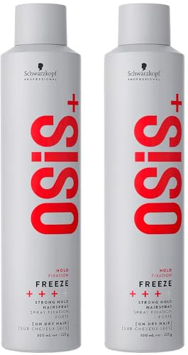 Schwarzkopf Professional OSiS Freeze Laque Cheveux Longue Durée Finition Lisse Anti Humidité Protection Thermique Fixation Forte 300 ml - lot de 2