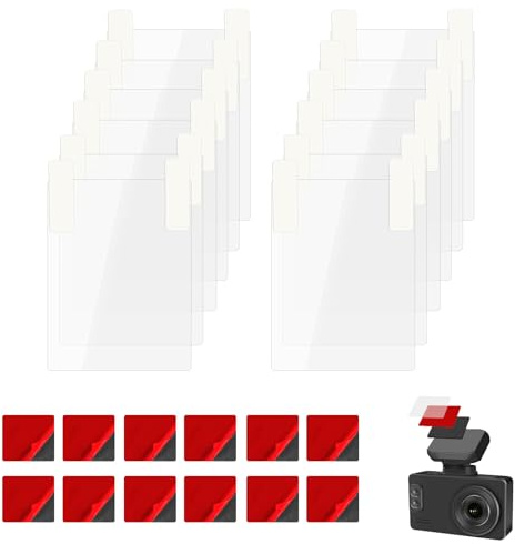 Honosen Dash Cam Klebepads und Folien, 12 PCS Doppelseitige Dashcam klebepads 4,5 x 4 cm und 12 Pcs Antistatische Folie 8 x 6 cm, Autokamera Zubehör, Rectangle Klebepad-Set für Dashcams