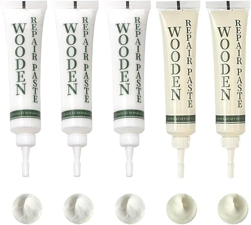 5 Laminat Holz Parkett Reparaturset, Reparatur-Set für Holzmöbel, Weiß | Elfenbein Reparaturset Möbel, Holz, für Kratzer Risse Löcher Flecken Tierkratzer, Einfache Bedienung