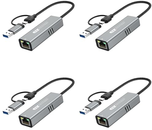 Onchdbfhuu 4X USB 3.2 to 5Gbps Ethernet Adapter RTL8157 5000Mbps RJ45 Network Converter for Laptop Support 5G,2.5G,1G,100Mbps