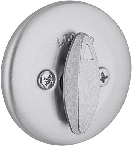 Kwikset Cerrojo de seguridad 663 sin llave, pieza de giro interior redonda de cromo satinado para puerta de entrada delantera, con pestillo y adaptador, sin montaje exterior