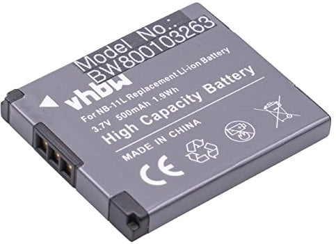 vhbw 1x batteria compatibile con Canon IXUS 132, 135, 155, 150, 125, 127, 130, 137, 133, 147, 125 HS, 140, 145 fotocamera (500mAh, 3,7V, Li-Ion)