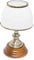 Relaxdays Tischlampe Holz Jugendstil mit Glasschirm weiß Messing-Optik 10018911 28.5 x 16 x 16 cm