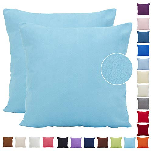 Dongguandong Comoco 2Pcs Solid Color leichte Faux Suede Series Kissenbezug Home Decor Sofa Dekokissen Covers in 21 Farben und 7 Größen (45x45cm, Sky Blue)