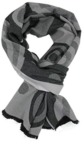 Rotfuchs Schal Webschal Two-Tone & Grafik Look - hellgrau schwarz modisch 100% Baumwolle