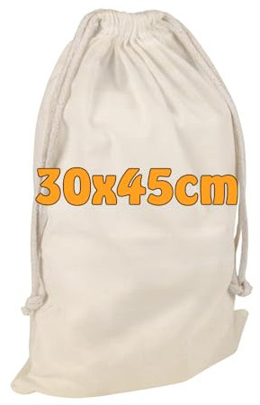 Cottonbagjoe Baumwollbeutel, Stoffbeutel | mit Kordelzug | 30 x 45 cm | Zero Waste | Gemüsebeutel Lunchsack Kosmetikbeutel Sockenbeutel Spielzeugsack Unterwäschebeutel Schuebeutel
