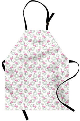 ABAKUHAUS Flamingo Kochschürze, Donuts Hawaii Tiere, Unisex-Küchenlätzchen mit verstellbarem Hals für Kochen Gartenarbeit, 67 cm x 80cm, Rosa Mint Green Beige