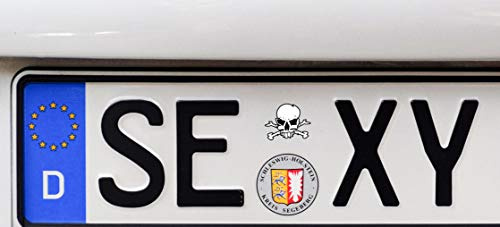 Ritter Mediendesign 2 Stück Totenkopf Nummernschild Kennzeichen Aufkleber Skull Sticker Waschstrassenfest UV-Beständig