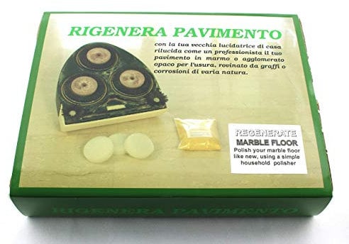 BMC Rigenera Pavimento Marmo kit 3” per utilizzare una normale lucidatrice domestica come levigatrice per marmo con dischi abrasivi e lucidanti 80mm per riportare a specchio pavimenti in marmo opachi