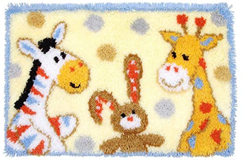 Knüpfteppich Latch Hook Kit 60x40cm Matte DIY Handarbeit Selbst Knüpfen Set für Hause Kinderszimmer