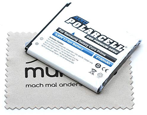 Polarcell Batterie de rechange pour Samsung Galaxy Core Prime (G360F) Galaxy Core Prime VE (G361F) (remplace la batterie d'origine EB-BG360BBE) avec chiffon de nettoyage mungoo