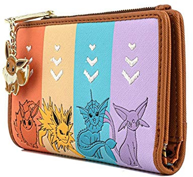 Loungefly Pokemon Eevee Evolutions Flap Wallet with Zipper Charm