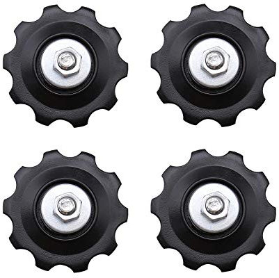 4 x 10T Fahrrad Getriebe Mech Riemenscheibe Stützräder Kit Universal für 5/6/7/8 Gang Schaltwerk mit Staubschutz Befestigungsbolzen Mutter Unterlegscheiben Beschläge