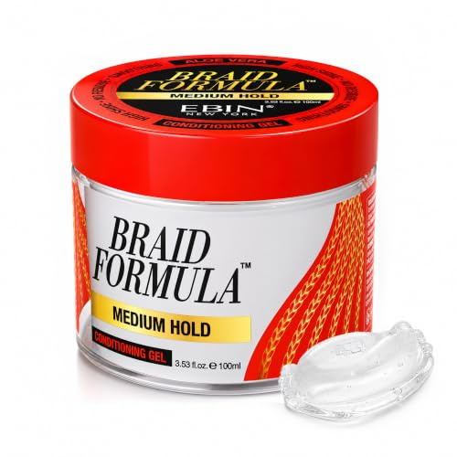 EBIN NEW YORK Braid Formula Conditioning Gel, mittlerer Halt, 3,53 Unzen | Ideal zum Flechten, Zwirnen, Kanten, keine Rückstände, kein Abblättern, starker Halt