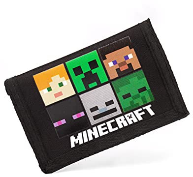 Minecraft Portefeuille Enfants Jeu Jeu Noir ou Vert Creeper Bourse Taille Unique