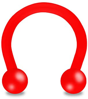 Treuheld® Hufeisen Piercing aus Kunststoff | Farbe: Rot | Größe: 1,6 x 12 mm (Kugeln: 4mm)